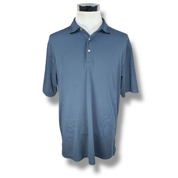 Peter Millar Summer Comfort Polo Shirt Men’s XL Blue White Striped Stretch Golf - Picture 1 of 9